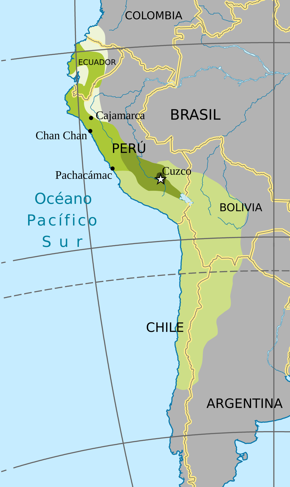 Mapa da expansão do Império Inca